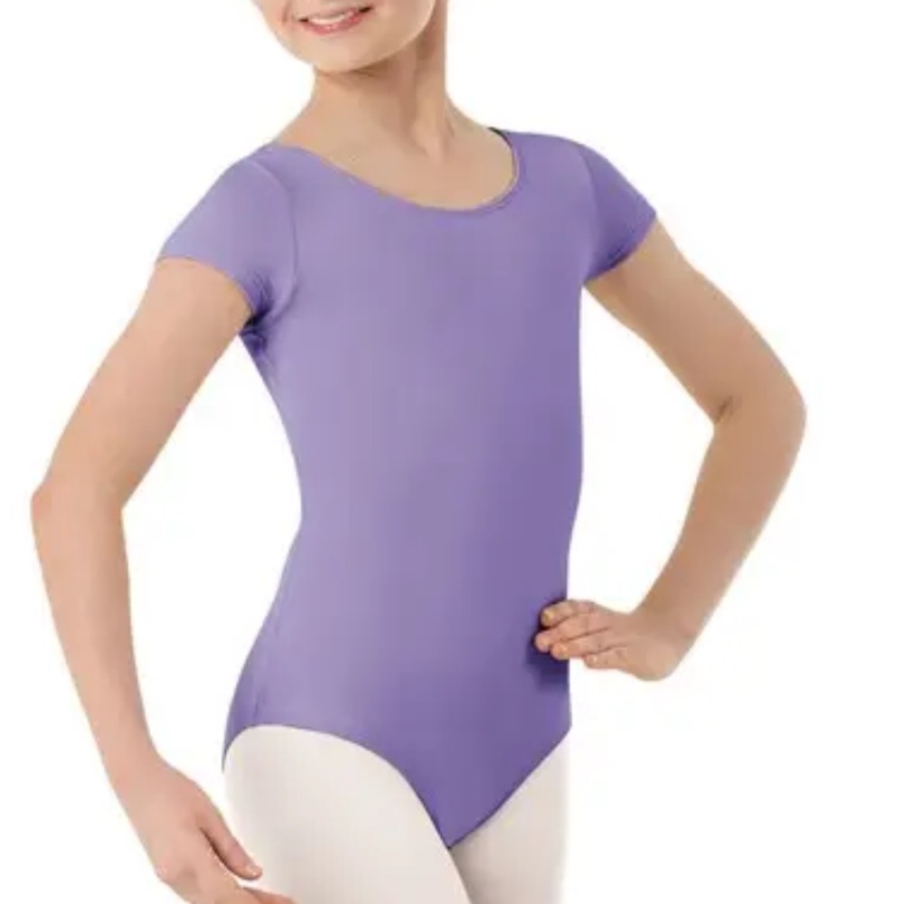 Bloch Girls Short Sleeve Round Neck Lavender Leotard Size 14